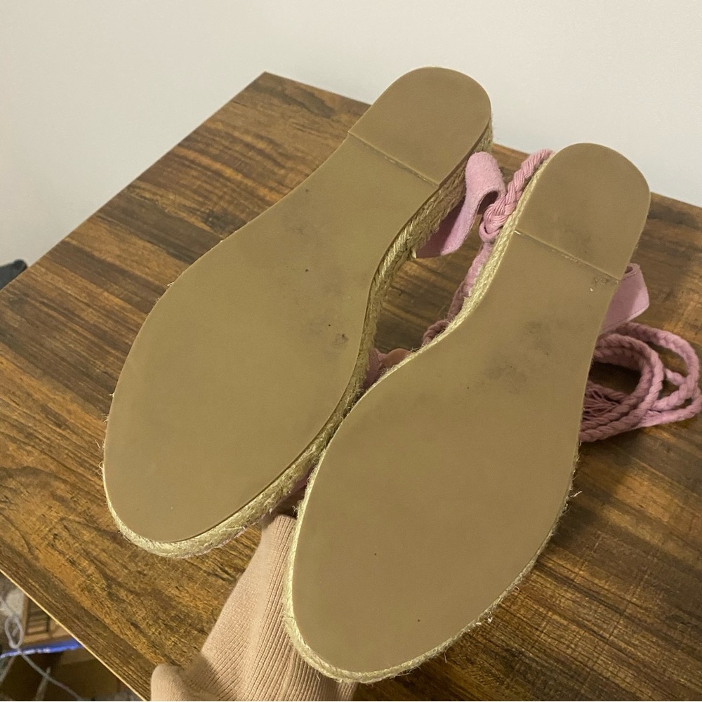 Steve Madden Pink Suede Espadrille Lace-Up Flats - Picture 6 of 7